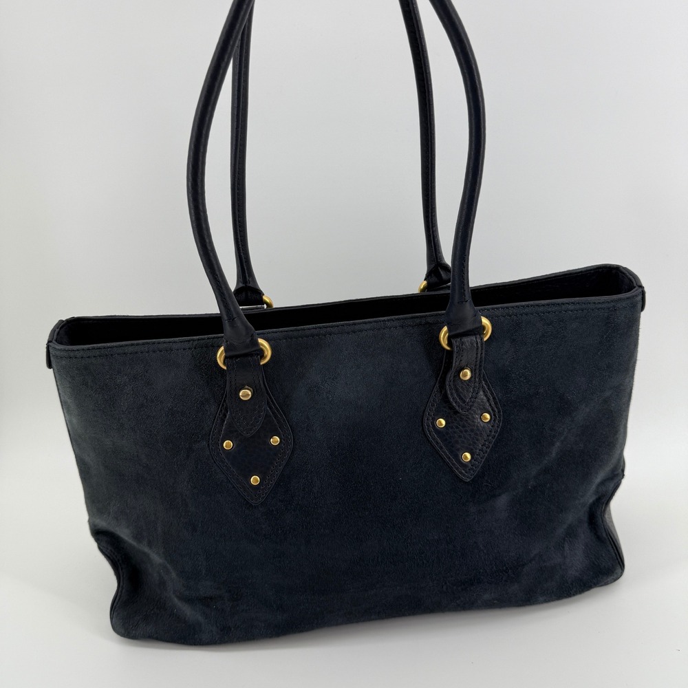 Cole Haan Stephanie Deep Teal Green Suede Leather Large Tote Bag F05